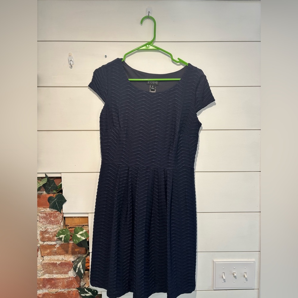 Women’s Size 8, Navy Blue Chevron Pattern Dress by EnFocus Studio